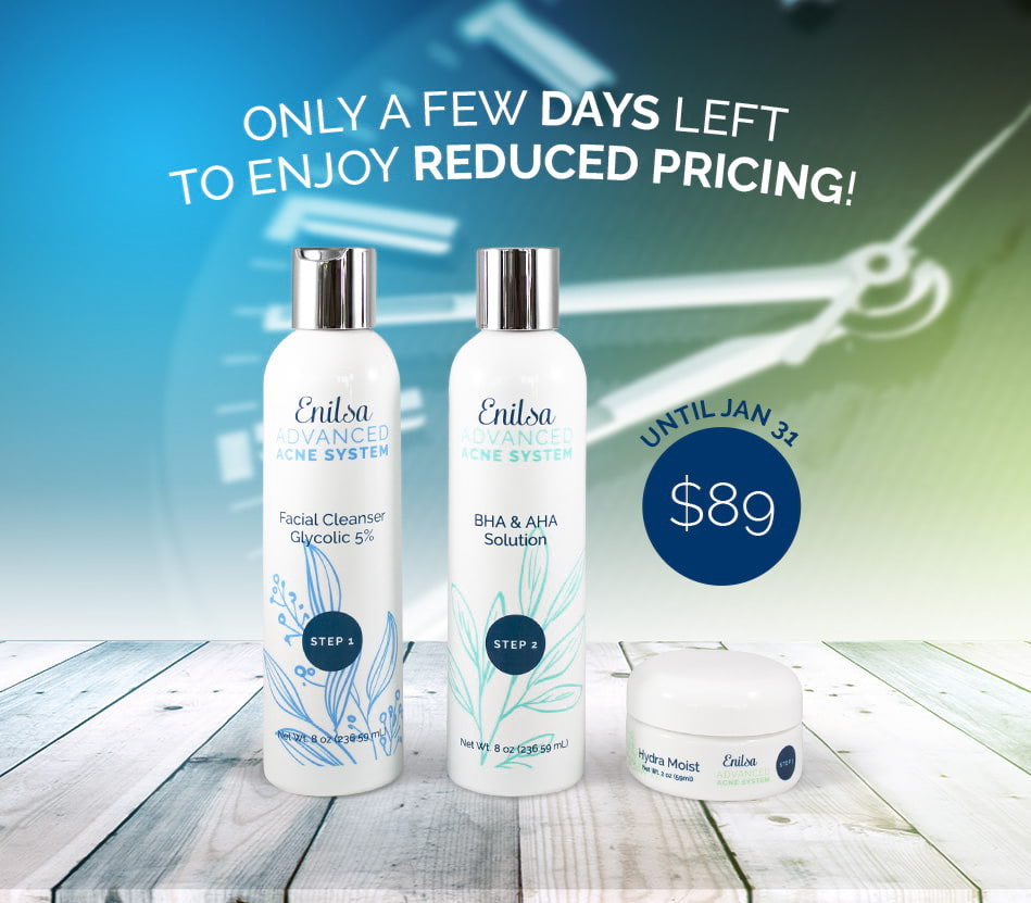 Introductory promotional pricing for Enilsa Advanced Acne System
